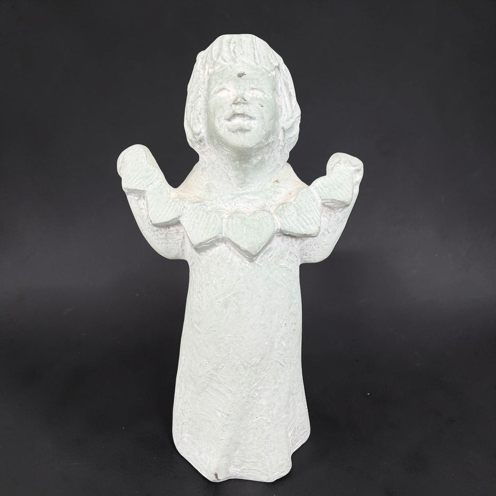 Isabel Bloom Angel Sculpture 2006 Retired Sage Green Concrete Figurine USA Made